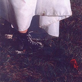 Carolyne's familiar high-top sneakers. Carolyne's familiar high-top sneakers.